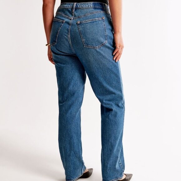 Abercrombie & Fitch Women's Curve Love 90's Straight Ultra High Rise Jeans Blue - Picture 2 of 8
